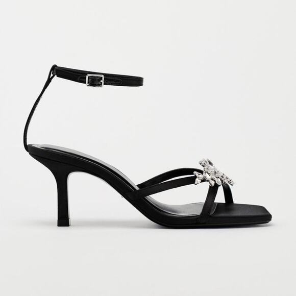 ZARA RHINESTONE STRAPPY SANDALS - Picture 2 of 5